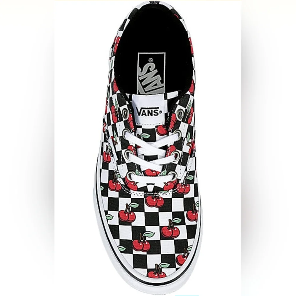 Vans Checkerboard Cherry Low Top Sneakers - Black White Red - Picture 1 of 10